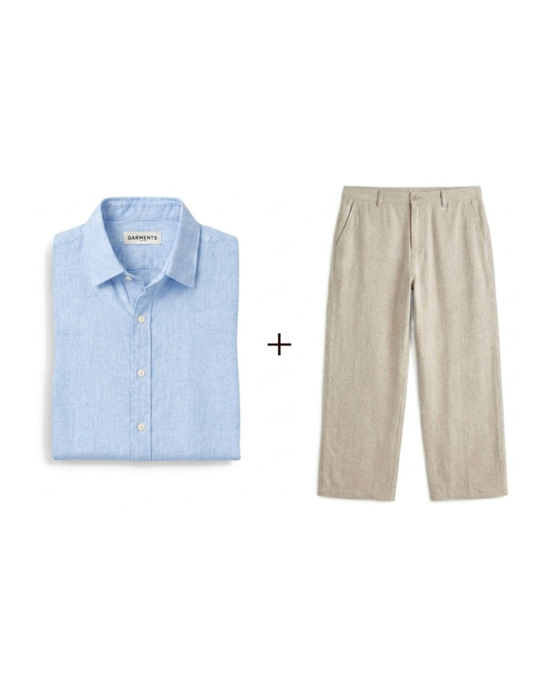 Baby Blue & Beige Linen Set