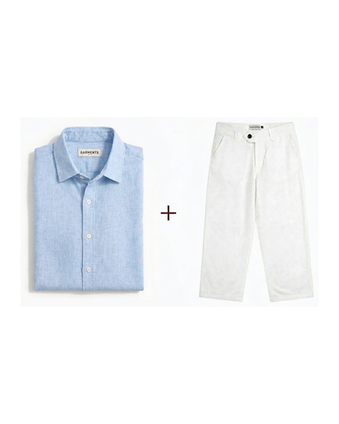 Baby Blue & White Linen Set