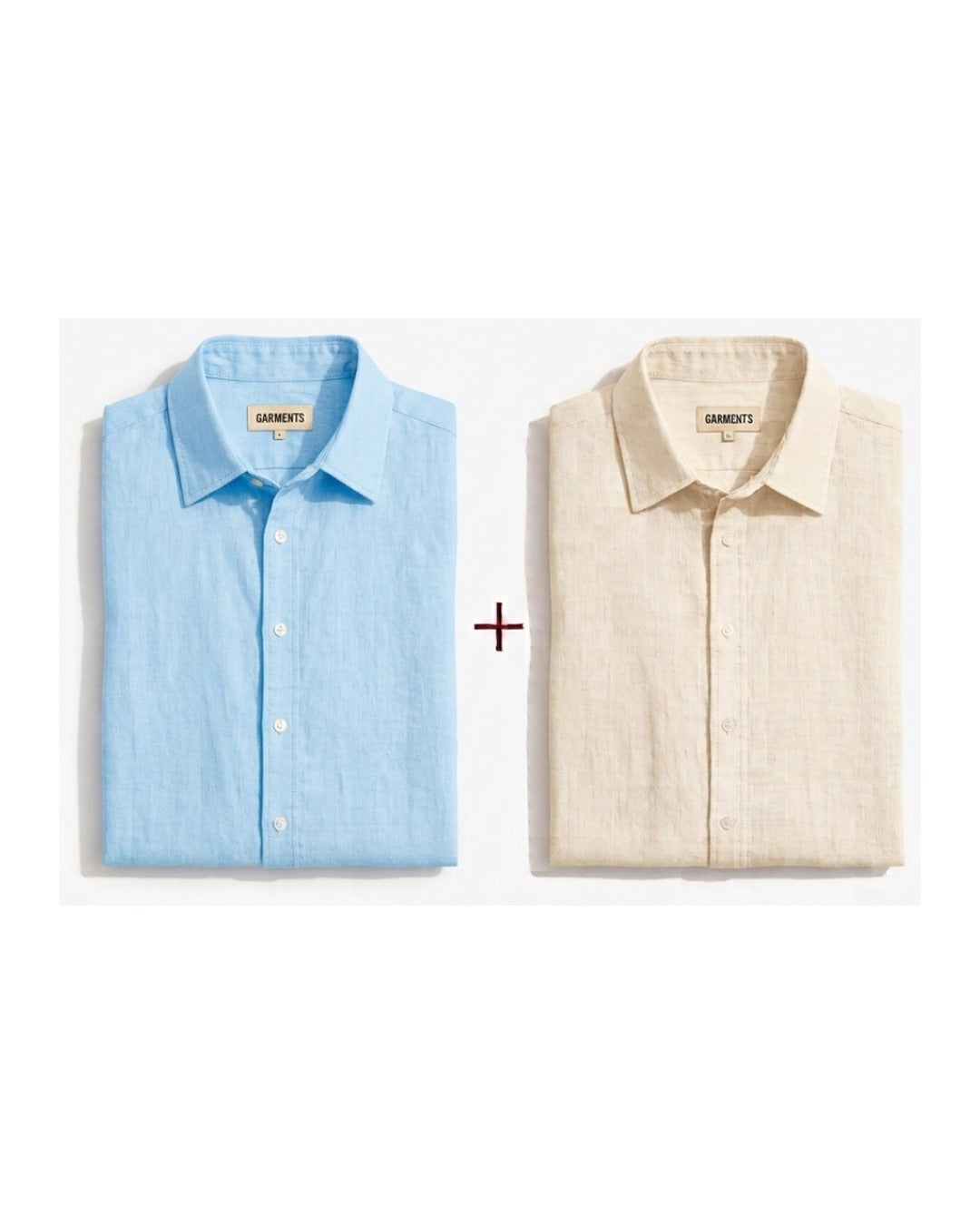 Sky Blue & Beige Linen Shirts Set