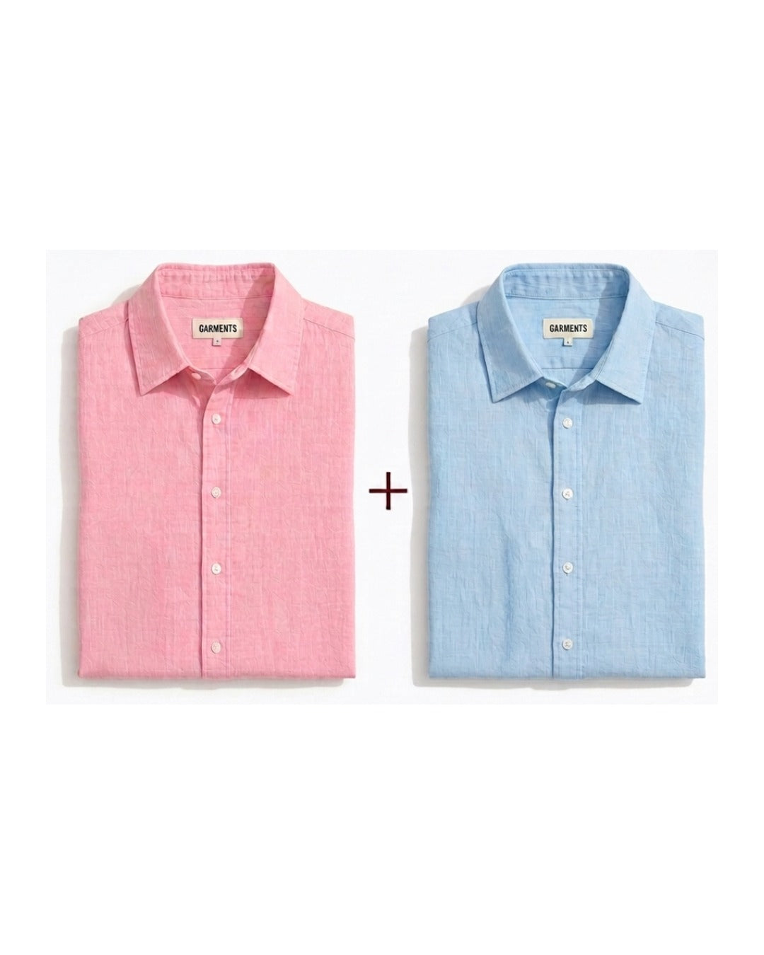 Baby Pink & Sky Blue Linen Shirts Set