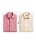 Baby Pink & Beige Linen Shirts Set