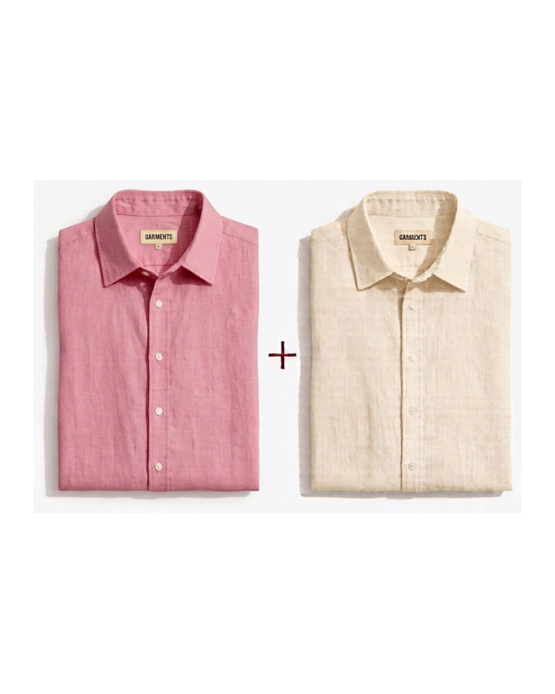 Baby Pink & Beige Linen Shirts Set